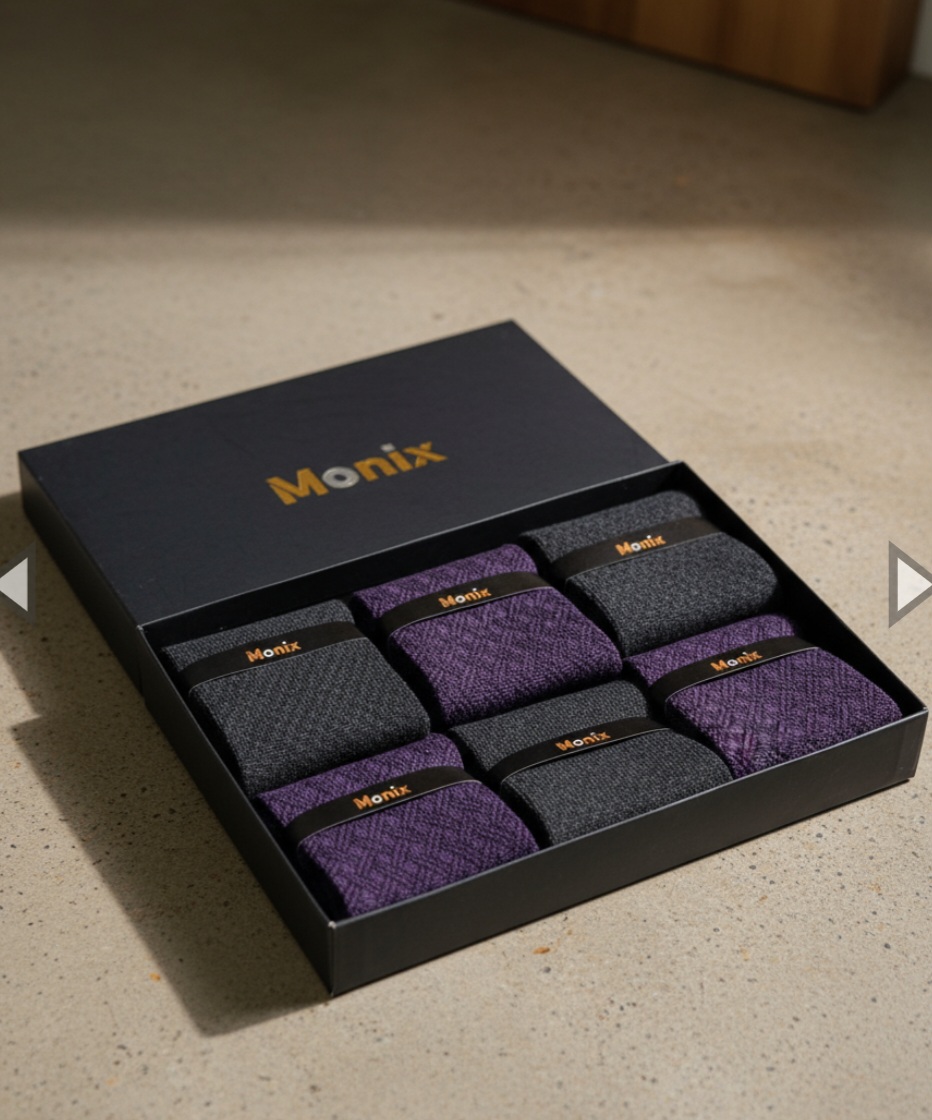 جوراب مردانه مشکی و بنفش monix